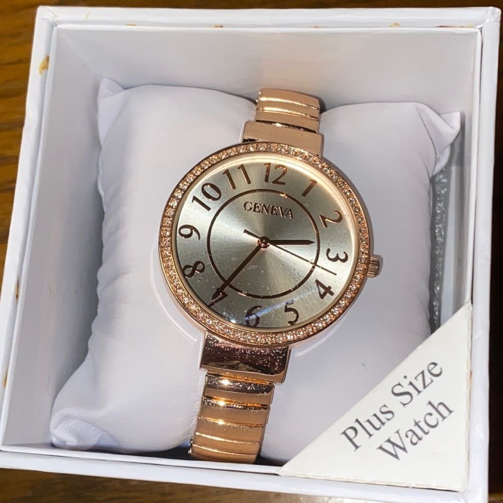 NIB Geneva Rose Gold Plus Size Ladies Watch Time Piece